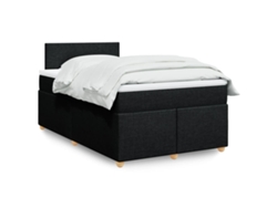 Cama Box Spring Con Colchón Tela Negro 120x200 Cm