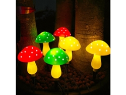 3/6 Faroles solares con forma de seta, para decorar terrazas y jardines durante las fiestas.