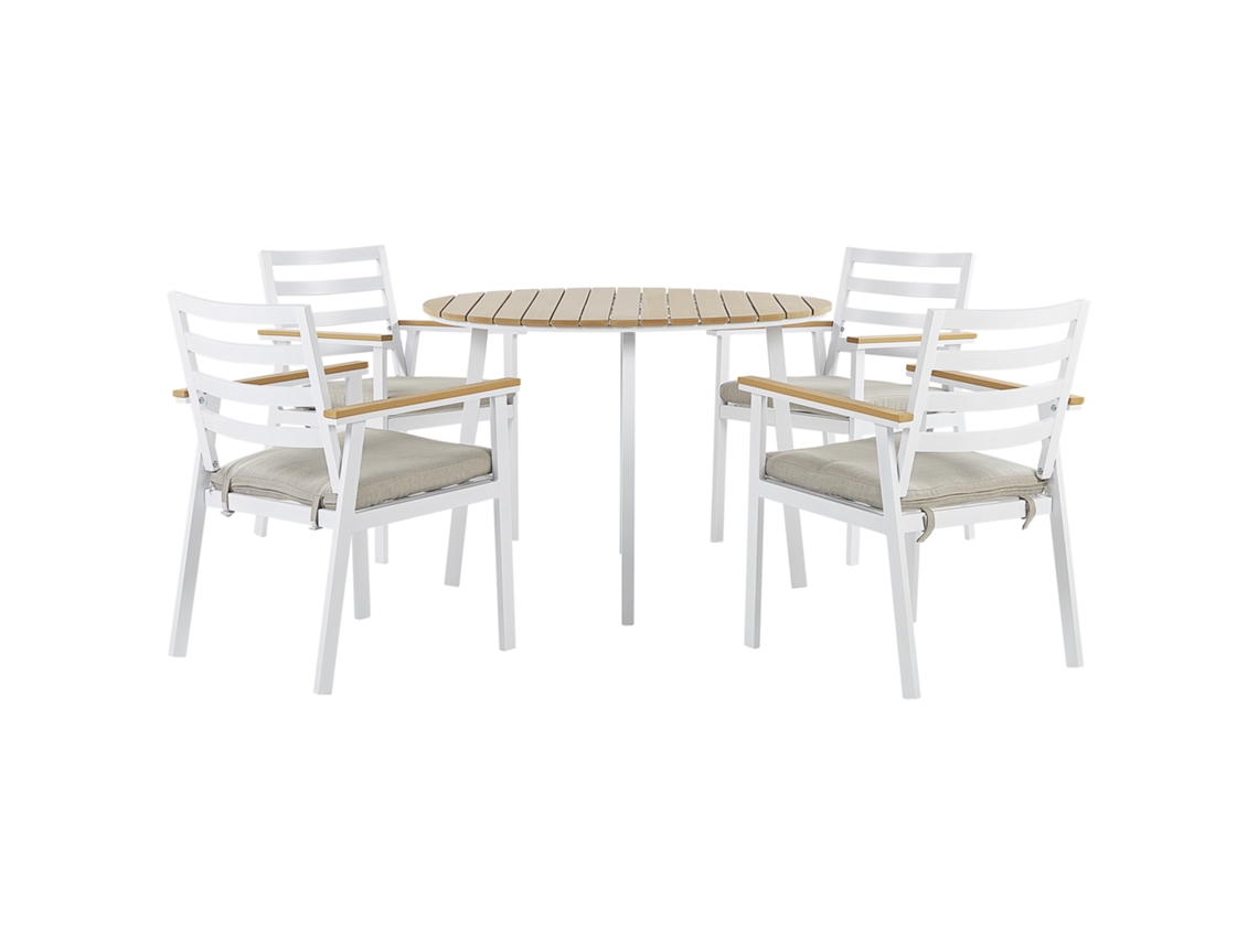 Conjunto de jardín 4 plazas de metal blanco/beige BELIANI Cavoli