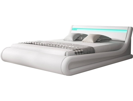 BEAUTIFUL Parisina MUEBLES Cama (Blanco - Polipiel - Compatible con colchón: 160x200 cm - con plataforma elevadora)