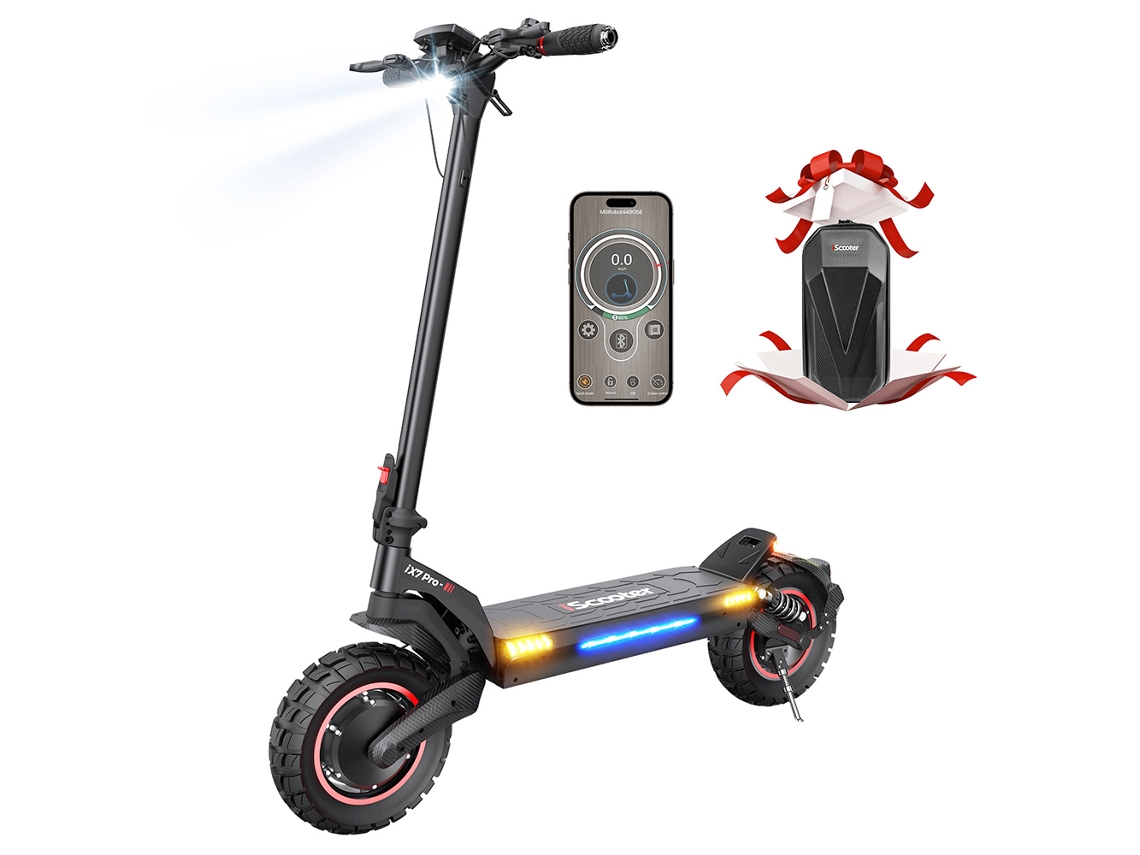 Patinete Eléctrico Ix7 Pro 1000Wx2 48V 17.5Ah 60Km/H Velocidad Máxima 80Km Alcance Suspensiones Dobles ISCOOTER