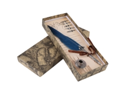 Set Pluma Pluma De Ave Para Caligrafía Inglesa Con 5 Puntas Azul Caja Regalo Papelería