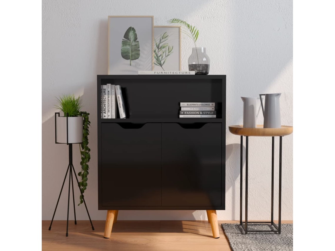 Lovely Home Aparador 60X30X72 Cm Aglomerado Negro Brillante