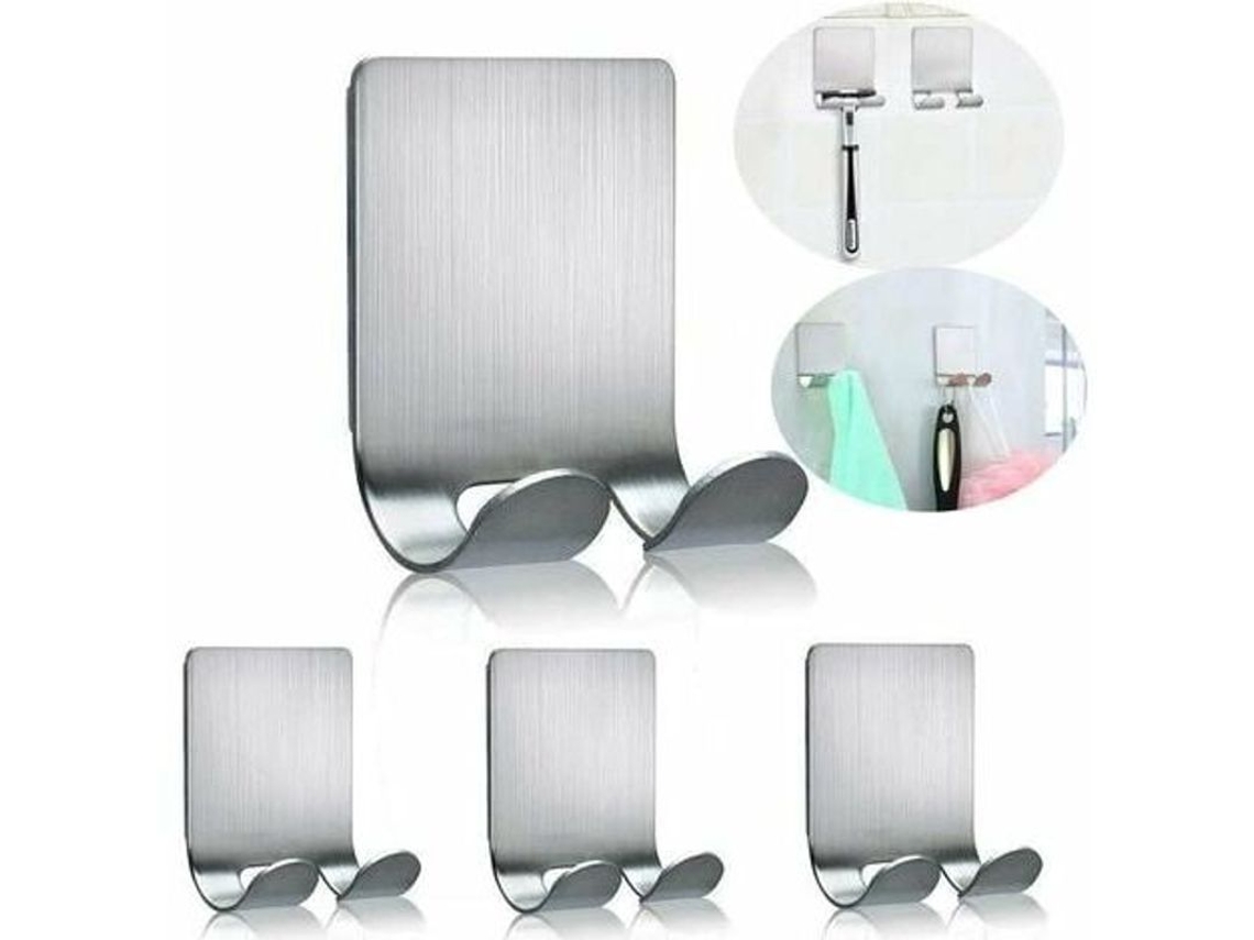 Soporte Para Maquinilla De Afeitar De Acero Inoxidable Con Ganchos Adhesivos Impermeables, 4 Piezas.