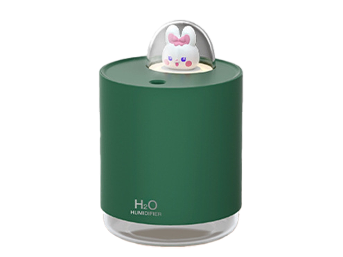 Mini humidificador de escritorio portátil con USB, luz nocturna y diseño de conejo, ideal para dormitorio, oficina y coche.