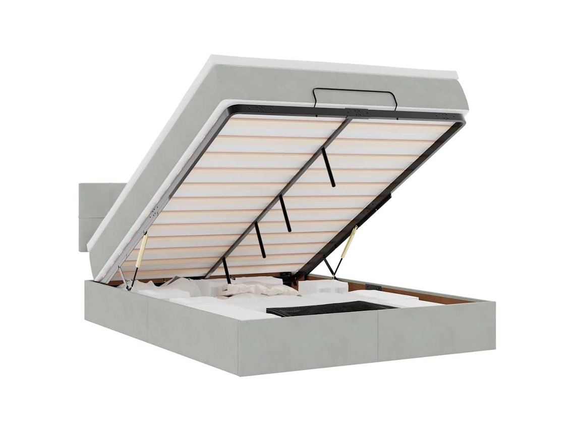 Maison Exclusive - Estructura Cama Otomana Colchón Terciopelo Gris Claro 140x190cm