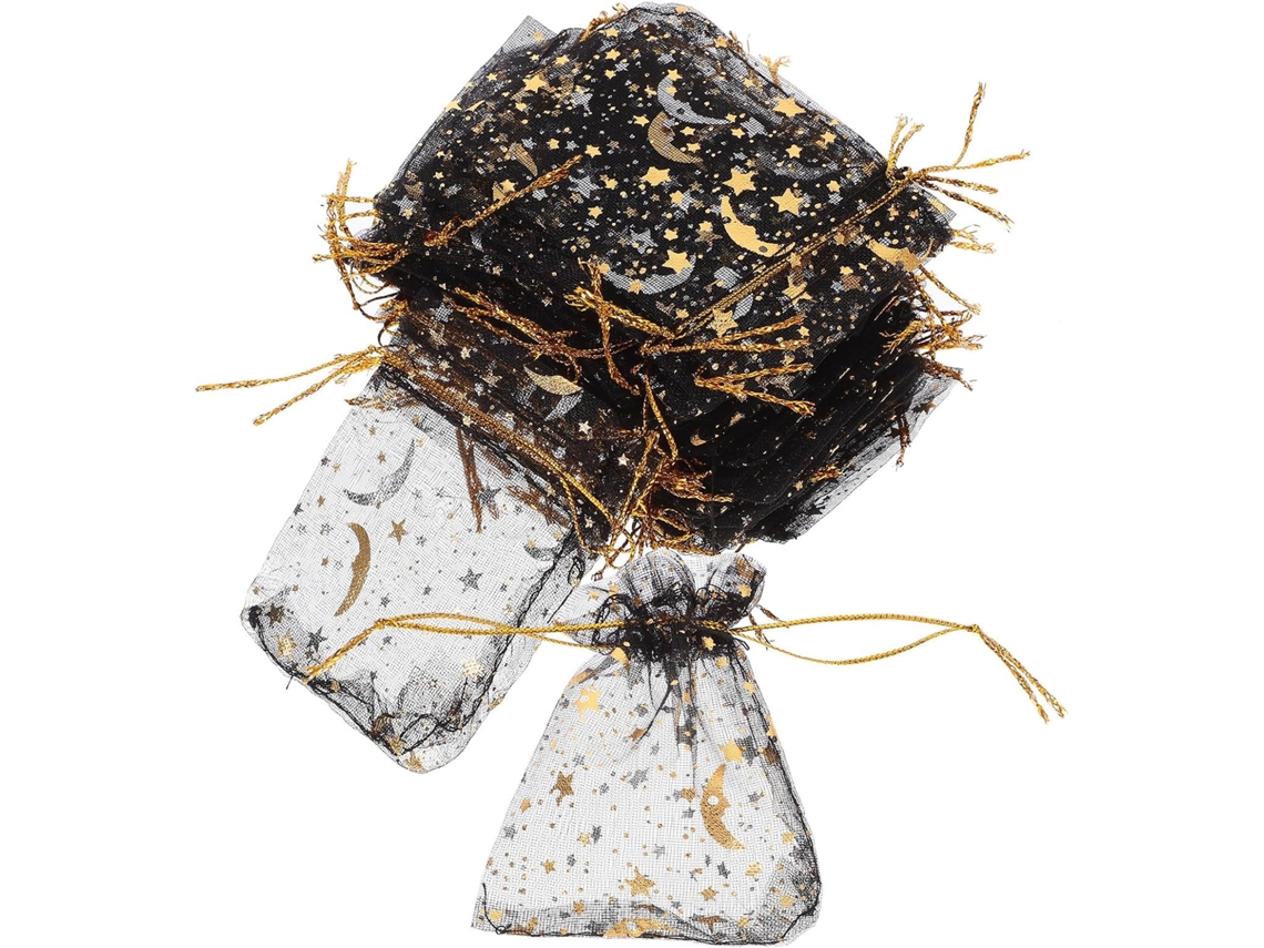 Bolsitas Organza Negra Cordón Joyas Objetos Pequeños Capacidad 100 Fiestas Reuniones Gran