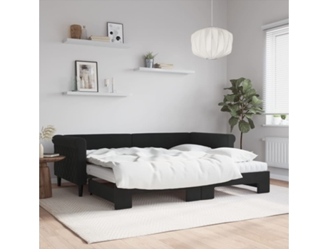 VIDAXL Sofá cama nido con colchón terciopelo negro 90x200 cm