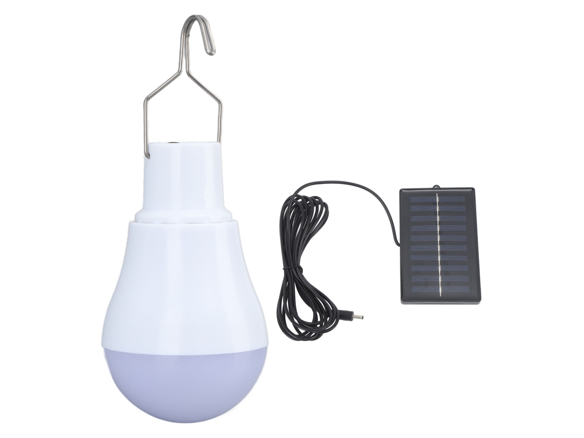 Rebe-bombilla Solar Con Panel Led, Batería 500mah, Gancho, Luz Blanca Para Emergencias, Camping Y Tiendas