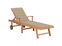 Tumbona con cojines beige de madera maciza de teca DKD HOME DECOR