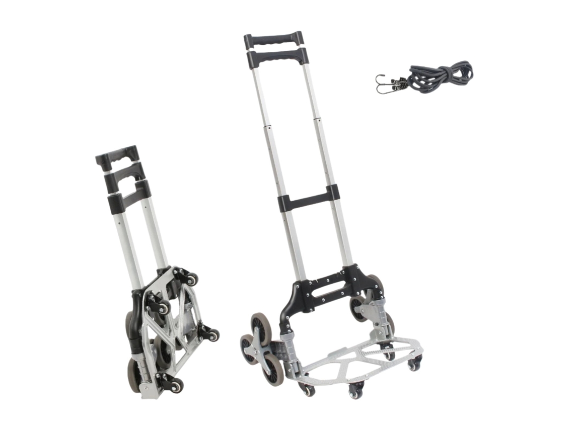 Todeco Carretilla Plegable De Aluminio, Carro Rransporte Con 10 Ruedas, Cuerdas Extensoras, Mango Telescópico, Antideslizante Superficie De La Carga