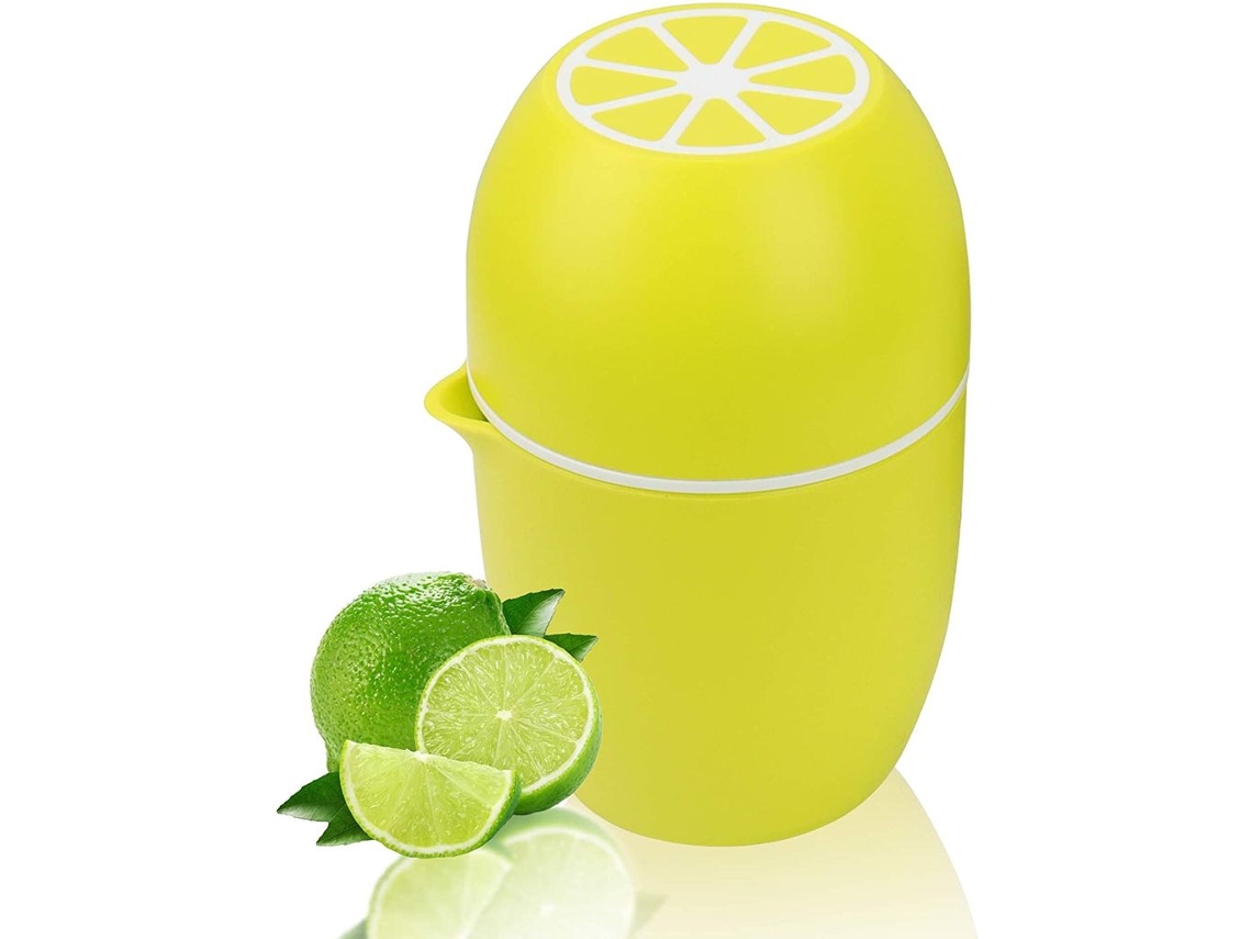 Exprimidor de cítricos recién preparado, jugo de limón sin esfuerzo, exprimidor de polipropileno amarillo, posición vertical, alta confiabilidad