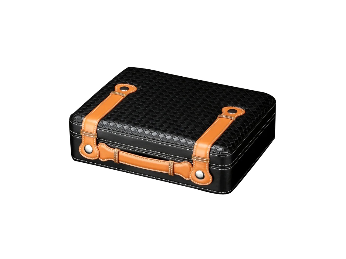 Humidor de puros de madera de cedro, elegante diseño en negro y marrón, gran capacidad, OEM negro