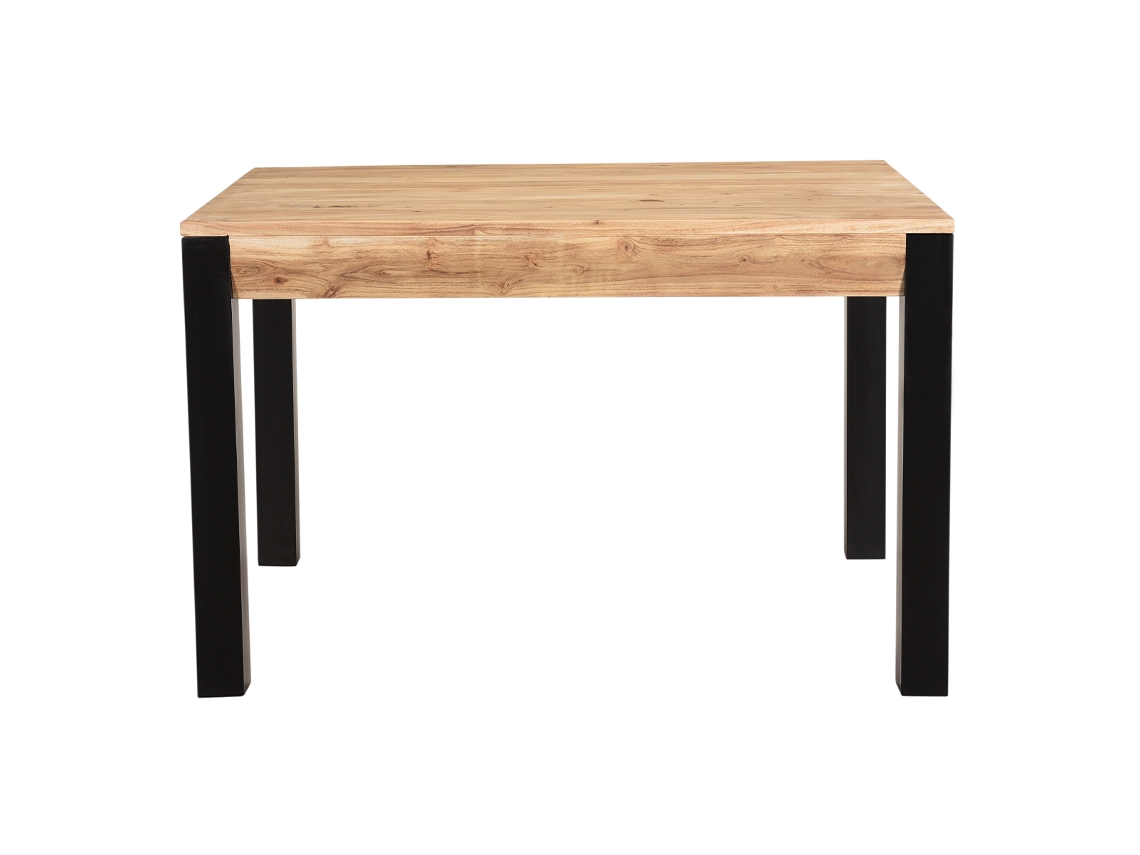 Mesa de Comedor Extensible En Acacia Maciza Y Metal Negro L120-210 Cm Trap MILIBOO