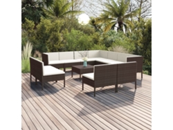 Conjunto de jardín de 12 piezas con cojines de mimbre marrón de DKD Home Decor