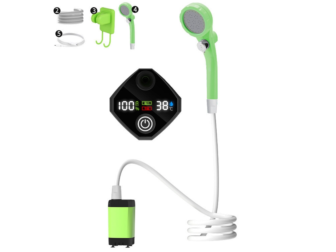 Bomba De Ducha Eléctrica Portátil Recargable Para Camping Con Pantalla Digital Inteligente