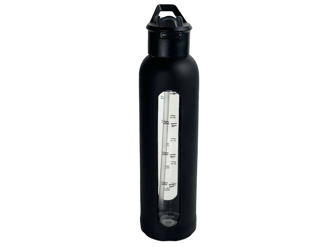 Botella De Agua Deportiva Portátil Con Tapa De Ventosa, Gran Capacidad De 700 Ml, Bisagra Con Funda De Silicona Graduada, Vidrio De Un