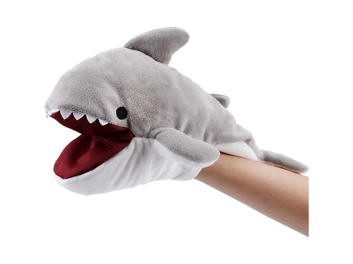 Marioneta De Tiburón De Peluche Con Boca Móvil, Juguete Interactivo Para Juegos Imaginativos, 33 Cm, Gris.