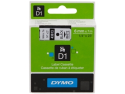 Cinta Etiquetas DYMO D1  6MMX7M Negro/Blanco S0720780