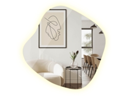 Espejo de pared irregular sin marco con LED (77x76,6 cm, luz neutra 4000k)