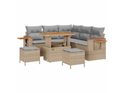 Maison Exclusive - Conjunto De Sofás De Jardín Con Cojín 9 Pcs Beige Y Gris Claro