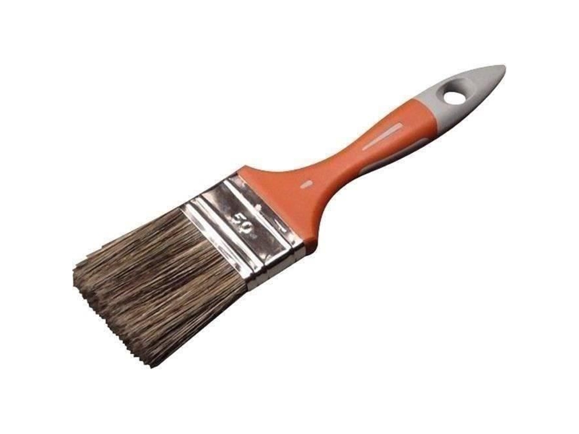 Pincel Plano Bimaterial Para Lasura 80mm Savy Cerdas Naturales Mango Biinjetado Virola Niquelada