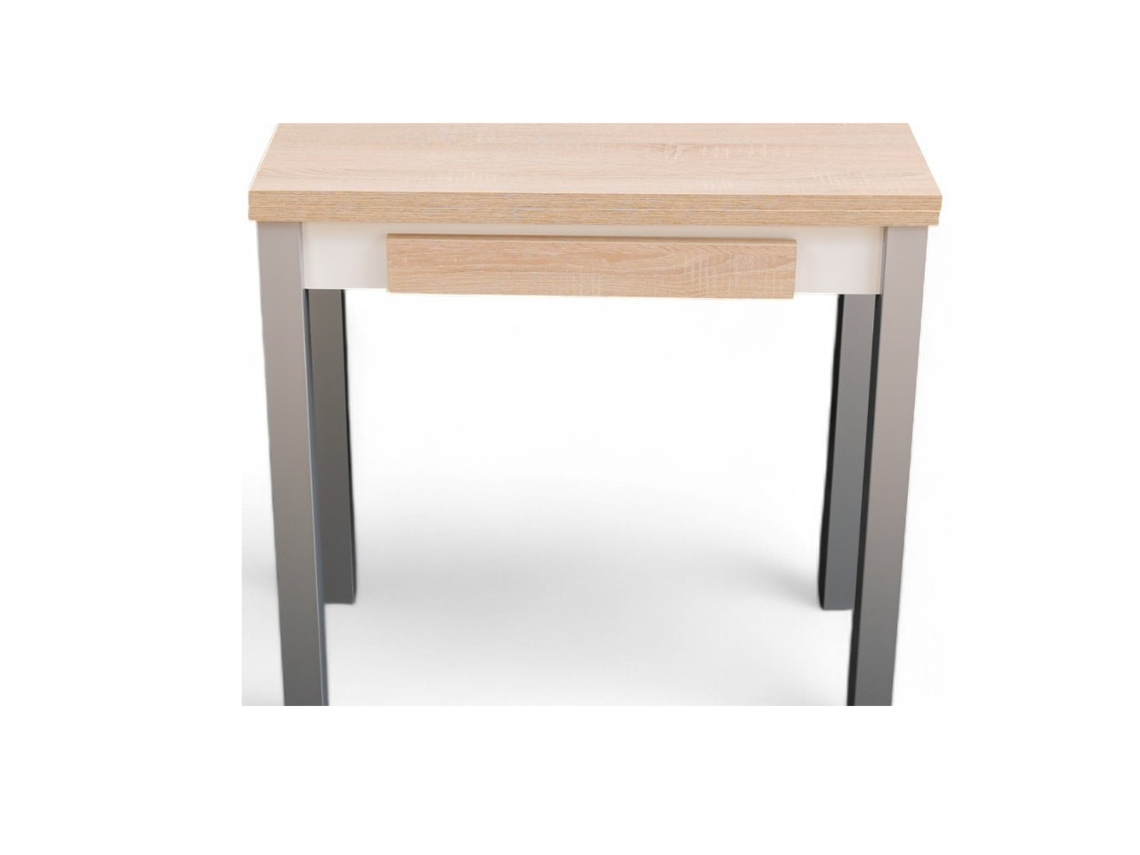 Mesa de cocina extensible libro Ágatha fabricada artesanalmente con melamina roble y blanca GSMESAS (80x40/80x75cm)