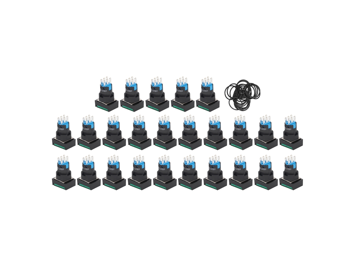 Kit de interruptor pulsador con luz CA 0-240 V 5 A para equipos y máquinas (25 piezas)