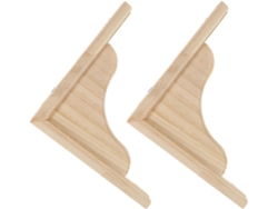 2 Soportes Triangulares De Madera Maciza De 15x15 Cm Con Diseño Ondulado.