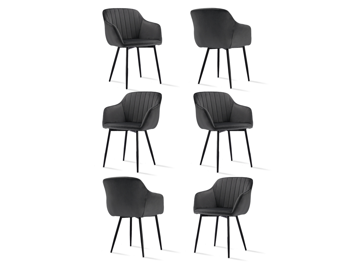 Sillas De Comedor Goeurvant 711(pack De 6, Gris Oscuro, Terciopelo)