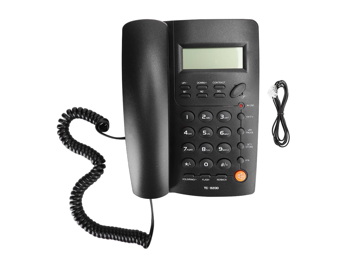 Telefone Fixo Tc-9200 Abs Preto Com Identificação De Chamadas, Para Casa, Escritório E Hotel