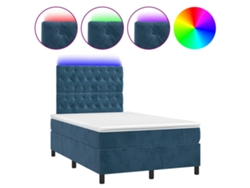Maison Exclusive - Cama Box Spring Colchón Y Led Terciopelo Azul Oscuro 120x200 Cm