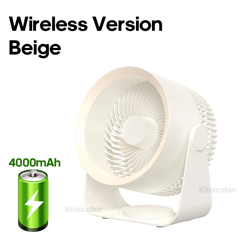 (beige, Versión A Pilas) Ventilador Circulador Eléctrico Multifuncional, Inalámbrico, Portátil, Para Uso Doméstico, Silencioso.