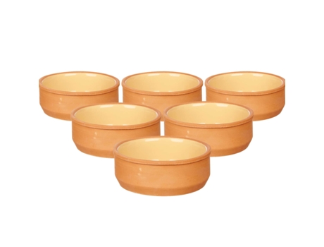 Set de 6 Cazuelas de Barro Aptas para el Horno ø12x5 cm Mostaza TIENDA EURASIA