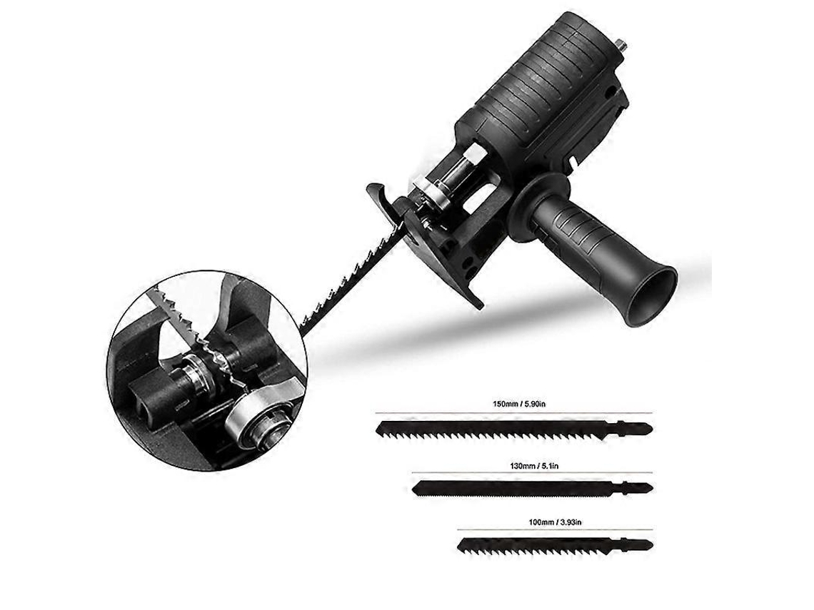 Kit Conversor De Taladro A Sierra Reciprocante Portátil Con Adaptador Inalámbrico, Bandeja Protectora Y Mango Auxiliar Desmontable