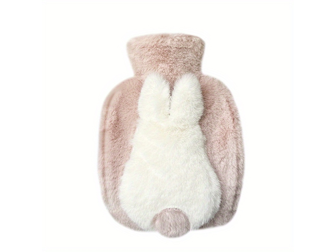 Adorable Bolsa De Agua Caliente De Pvc Con Forma De Cola De Conejo, Calentador De Manos De Felpa Gruesa, Funciona Con Corriente Eléctrica. E