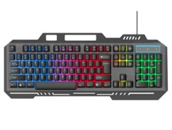 Teclado para juegos con cable Yuysan T16, luminoso, USB, placa de metal de hierro, soporte para teléfono móvil, teclado silencioso (inglés)