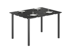 Mesa De Jantar De Jardim Para 6 Pessoas Com Superfície De Hdpe E Estrutura Metálica Para Pátio 120x90x74 Cm Preto