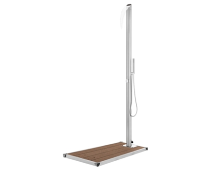 vidaXL Ducha de jardín con base marrón 225 cm acero inoxidable