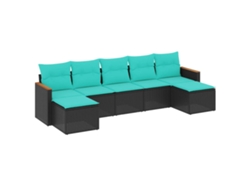 Maison Exclusive - Conjunto De Sofá De Jardín De 7 Piezas Con Cojines, De Poliratán Negro