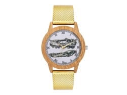 Reloj De Pulsera De Cuarzo Zhoulianfa Para Hombre Y Mujer Con Correa De Malla Dorada T33-f2