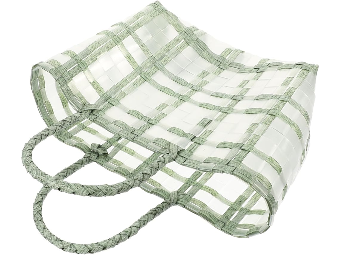 Bolsa De Palha Trançada Transparente Para Mulheres, Bolsa De Ombro Leve E Portátil.