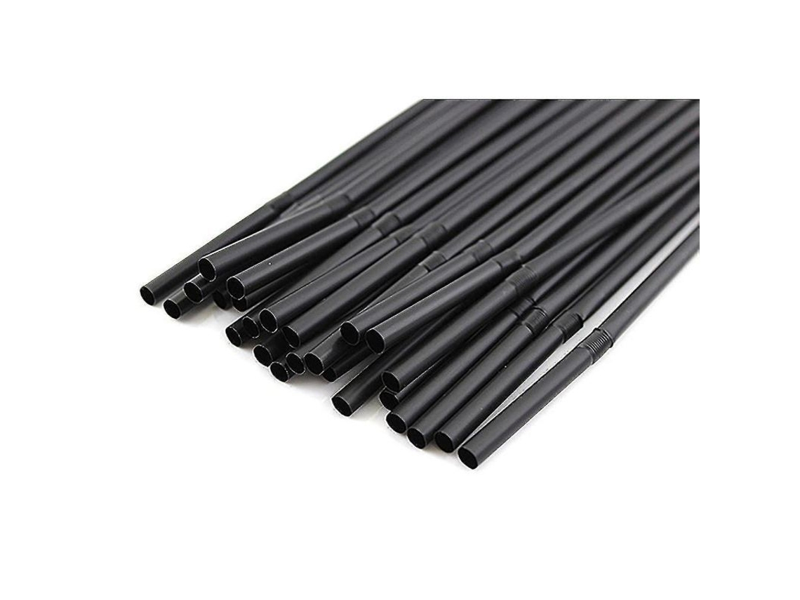 100 Pajitas Flexibles Negras De Pp 210mm Para Bodas Y Fiestas Desechables 300 Piezas