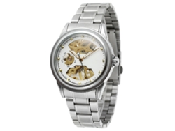 Reloj Mecánico Hombre Impermeable De Muñeca Con Esfera Blanca Y Caja Plata Winner