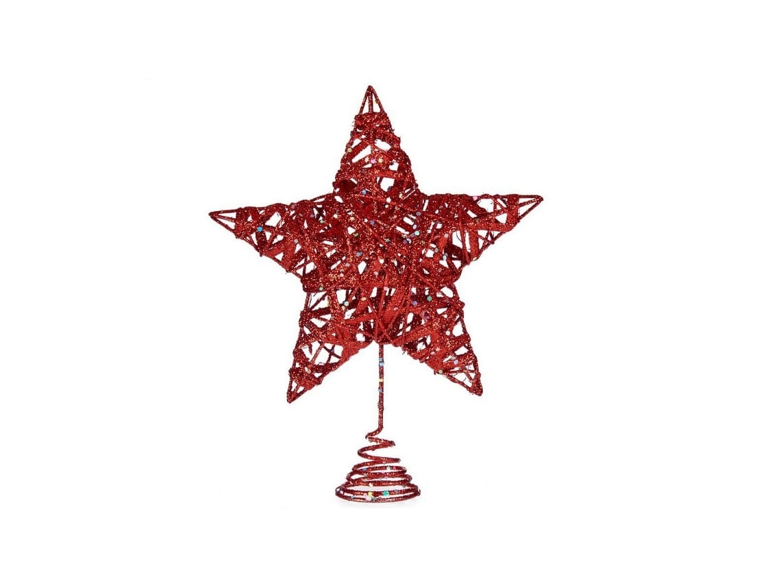 Adorno Navideño Rojo En Forma De Estrella, Fabricado En Acero Y Plástico, De 20 X 5 X 24,5 Cm, Con Diseño Ergonómico, Apto Para Uso Diario.