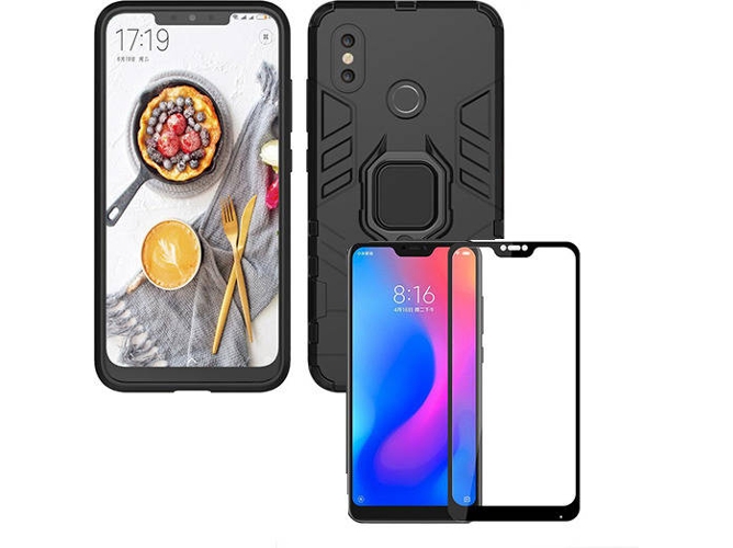 Kit Carcasa y Protector Cristal 5D Xiaomi Mi A2 Lite Military Defender Negro