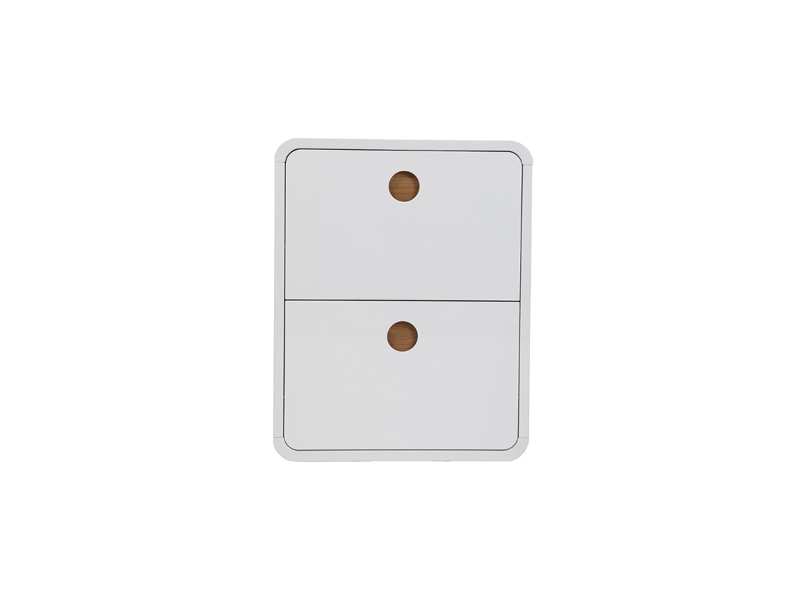 Zapatero 2 cajones blanco brillante y fresno KOPEN MILIBOO