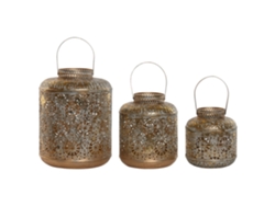 Set 3 Portavela Metal Decape Dorado 24x24x32cm