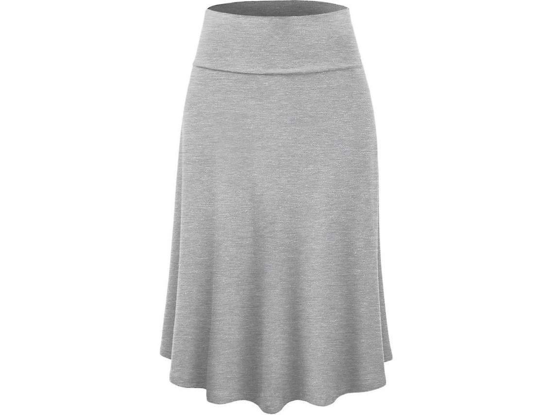 2026-falda Midi Flare Clara De Tela Ligera Con Cierre De Tirar Para Mujer Tallas S-3xl Yujia