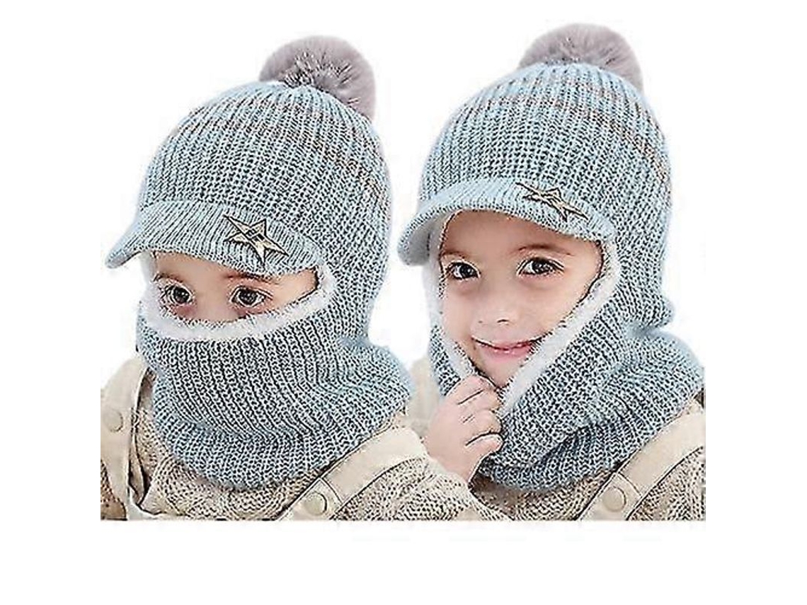 2026-gorro Balaclava Niños Niñas Capa Grueso Lana Calientito Protector Cuello Antiviento 2-5 Años